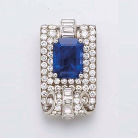 2006 Christie’s, London – A fine art deco sapphire and diamond clip brooch